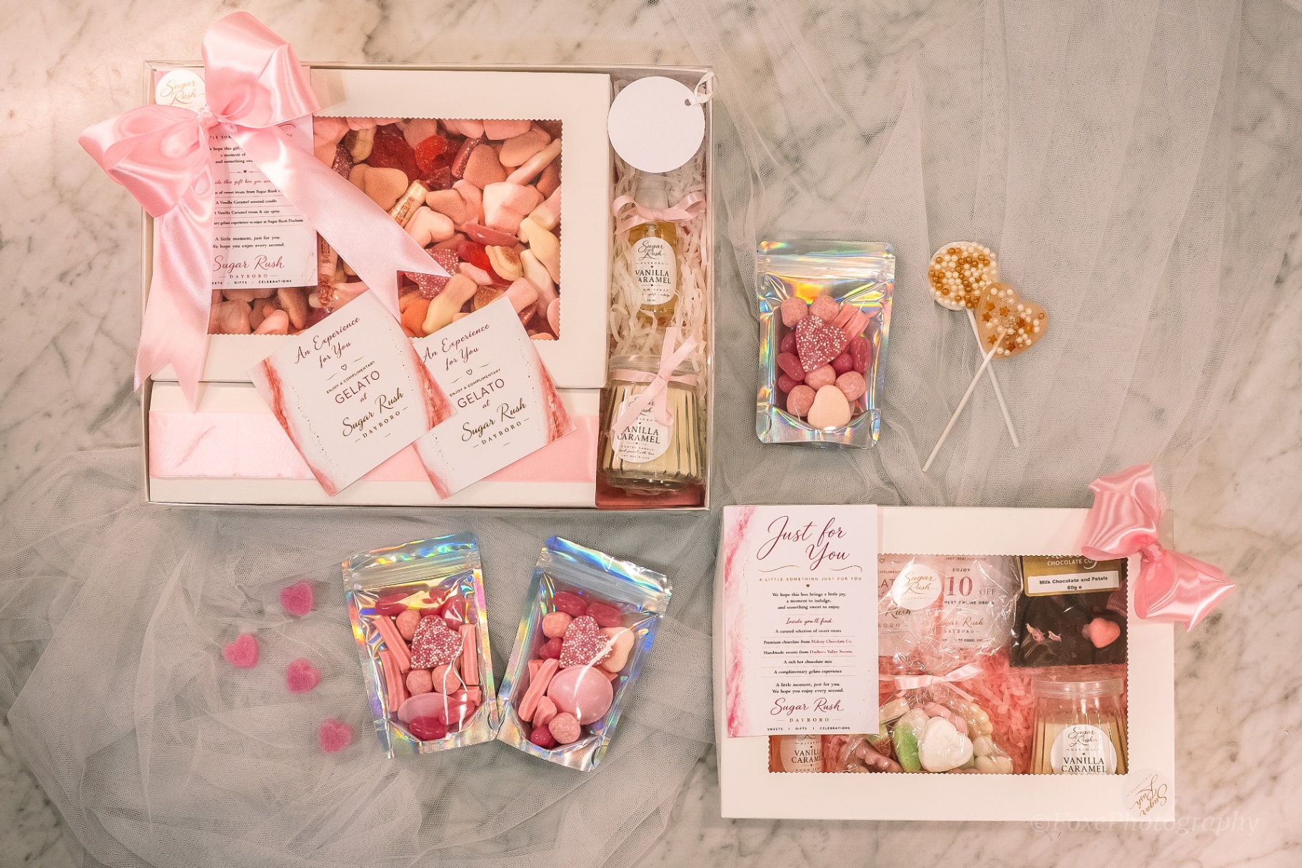 Pink corporate gift box with satin bow